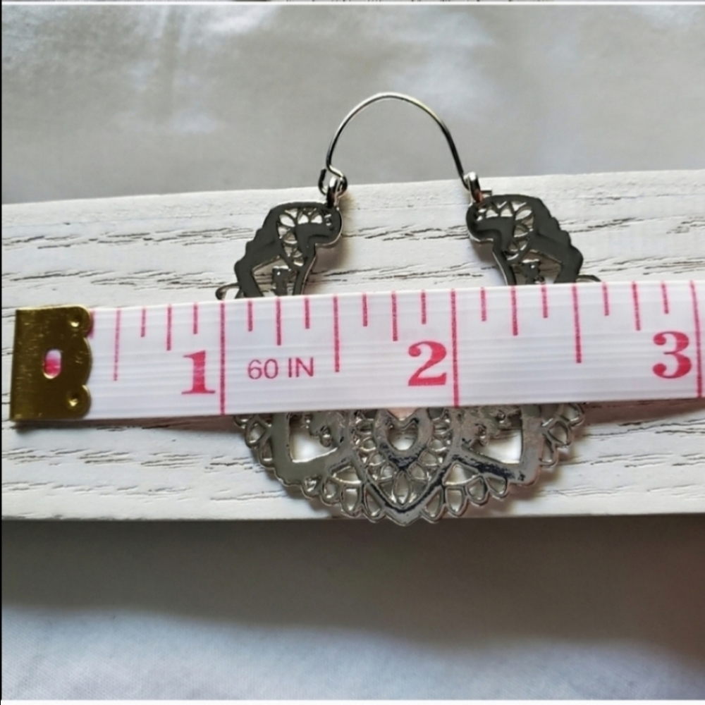 New Boho Silver Hoop Earrings - Picture 5 of 6
